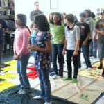 grade 6 students doing the blanket exercise in a school in mississauga in 2010