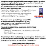 Tagalog Migrant Workers Info Session Poster