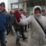 From the Edmonton TRC: Joining in the Idle No More/Reconciliation March–KAIROS Board member Louisa Bruinsma and her husband Bob