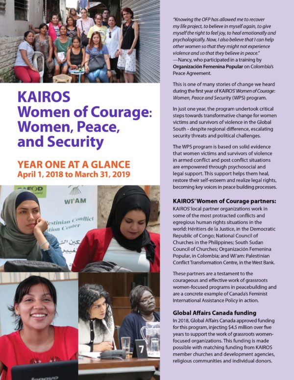 KAIROS WPS Year One at a Glance (pdf) (En, Fr, Es) (2019)