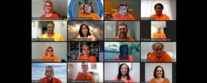 Image of KAIROS staff members in zoom setting wearing orange shirts